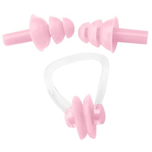 Digital Shoppy Baby Care Ear Nose Navel Cleaning Tweezers Safety Forceps Plastic Cleaner Clip (PINK) with (pink)  Silicone Swimming Nose Clip with Ear Plugs Set for Swimming or Other Watersports