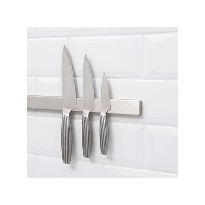 IKEA Kungsfors/MÅNÖGA /FÖRSLAG Magnetic knife rack, stainless steel, 56 cm withScissors, stainless steel/black and 3-piece knife set