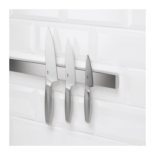 IKEA Kungsfors  Magnetic knife rack, stainless steel, 56 cm with 3-piece knife set  and 6 Knife