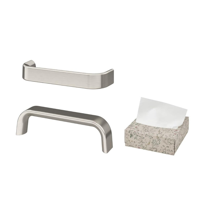 IKEA KALERUM Handle, stainless steel colour, 138 mm (5 7/16 "), 2 pack with Paper napkin, patterned/flower, 16x32 cm (100 Pack)