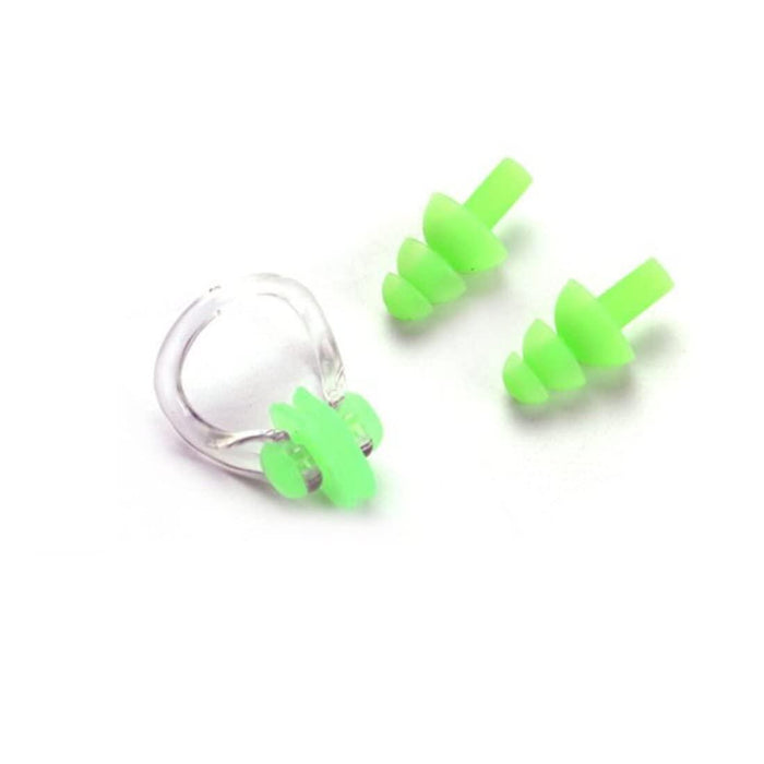 Digital Shoppy Baby Care Ear Nose Navel Cleaning Tweezers Safety Forceps Plastic Cleaner Clip (green)) with (green) Silicone Swimming Nose Clip with Ear Plugs Set for Swimming or Other Watersports