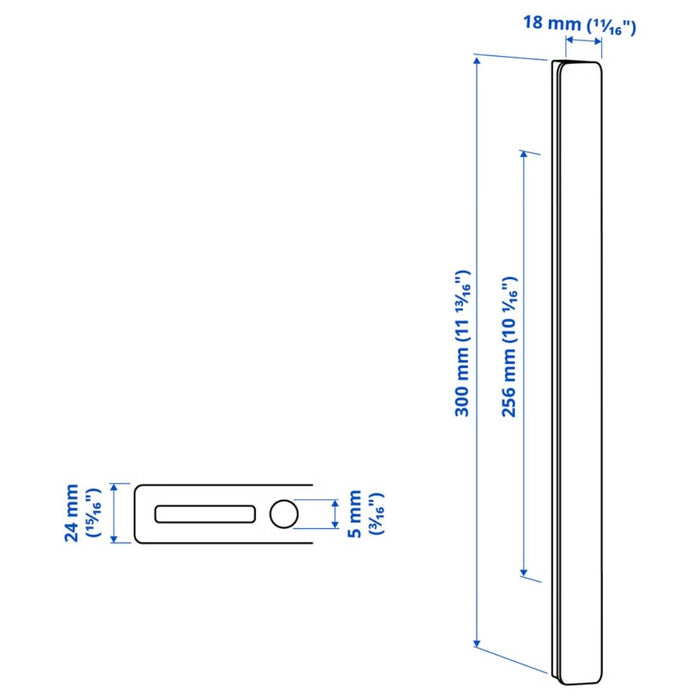 IKEA HACKÅS Handle, white, 300 mm  with Handle, anthracite, 300 mm