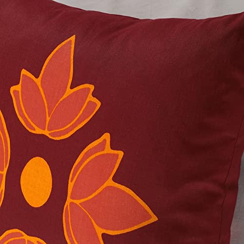 IKEA Throw, white, 130x170 cm with Cushion, dark red/printed, 40x40 cm