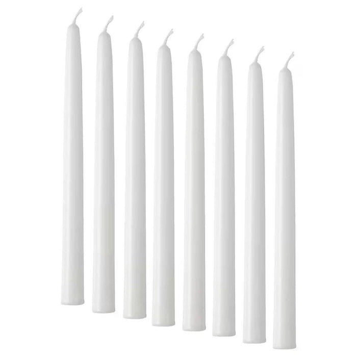 IKEA TUVKORNELL Candle holder, set of 3, orange with  8 pack of Unscented candle, white, 25 cm