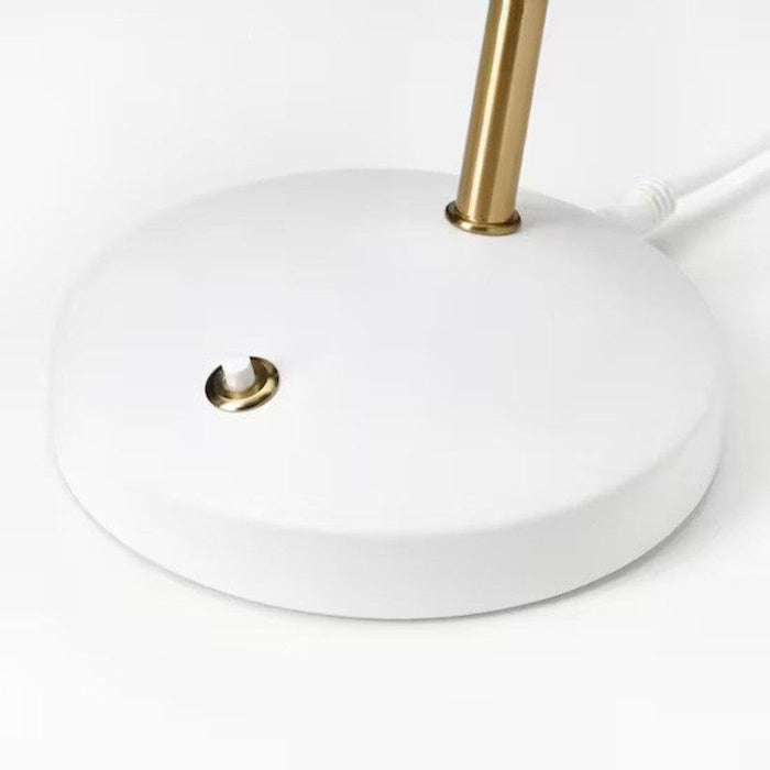 IKEA LED work lamp, white/brass-colour with Side table, white35x35 cm (13 3/4x13 3/4 ")