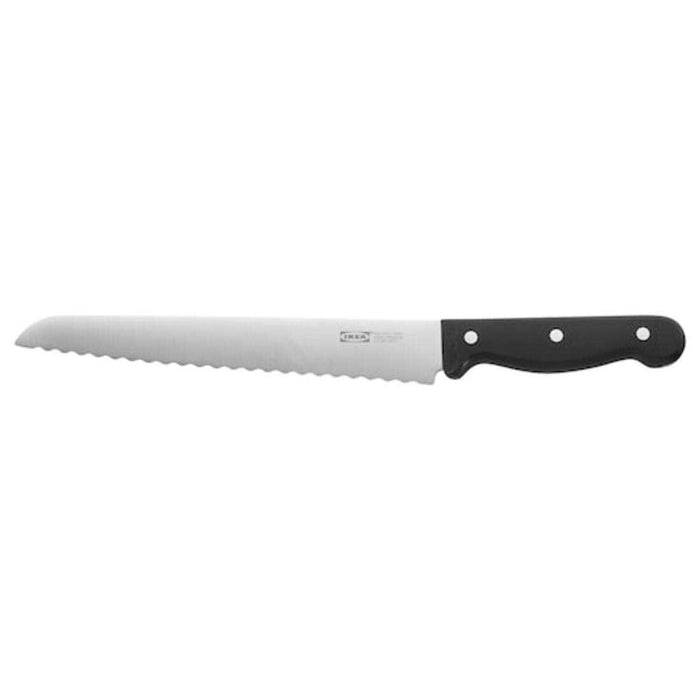 IKEA SMÖRFISK Bread basket, rattan, 27x8 cm (11x3 ") with VARDAGEN Bread knife, dark grey, 23 cm