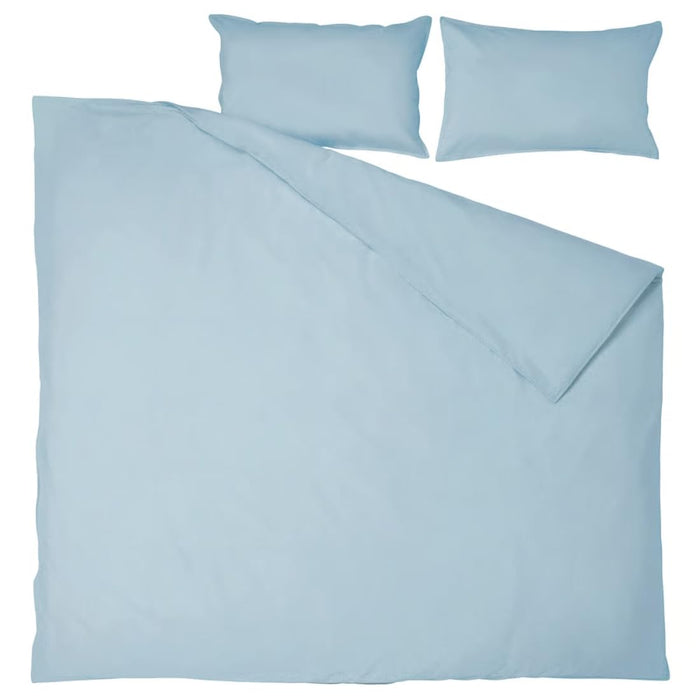 Ikea ÄNGSLILJA Duvet Cover and 2 Pillowcases, Blue-Grey, 240x220/50x80 cm with SOMMAR Cushion Cover Light Multicolour 50x50 cm ( 2 PACK )