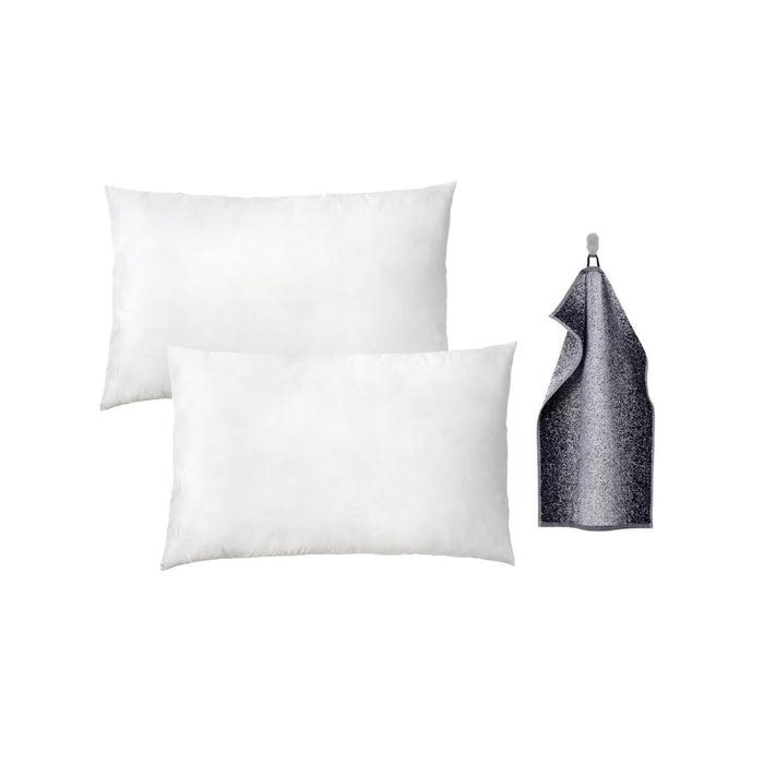 Ikea SJUKSYSTER Pillow 50x80 cm (2 Pack) with NYCKELN Hand Towel 40x70 cm