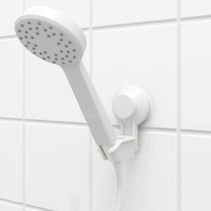 IKEA TISKEN Hand shower park bracket w suc cup, white  with Single-spray handshower, white
