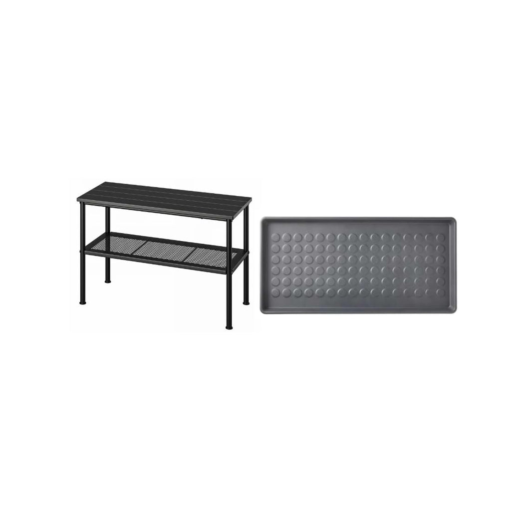 Ikea NIPÅSEN Bench with Shoe Storage and BAGGMUCK Mat, Black and