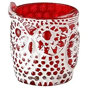 IKEA OMMJÄNGE Glass Tealight Holder, 12 cm with EFTERSKORD Red Candle Holder, 7.5 cm
