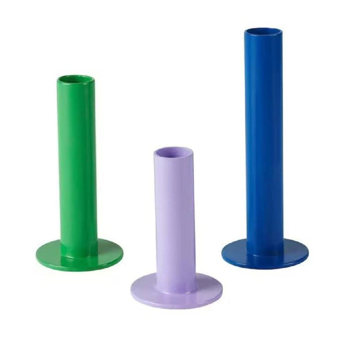 IKEA Candle holder, set of 3 mixed colours with Unscented candle, red, 25 cm