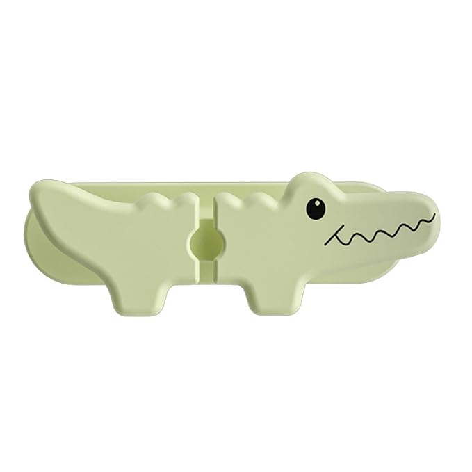 Light green alligator-shaped clip on a white background