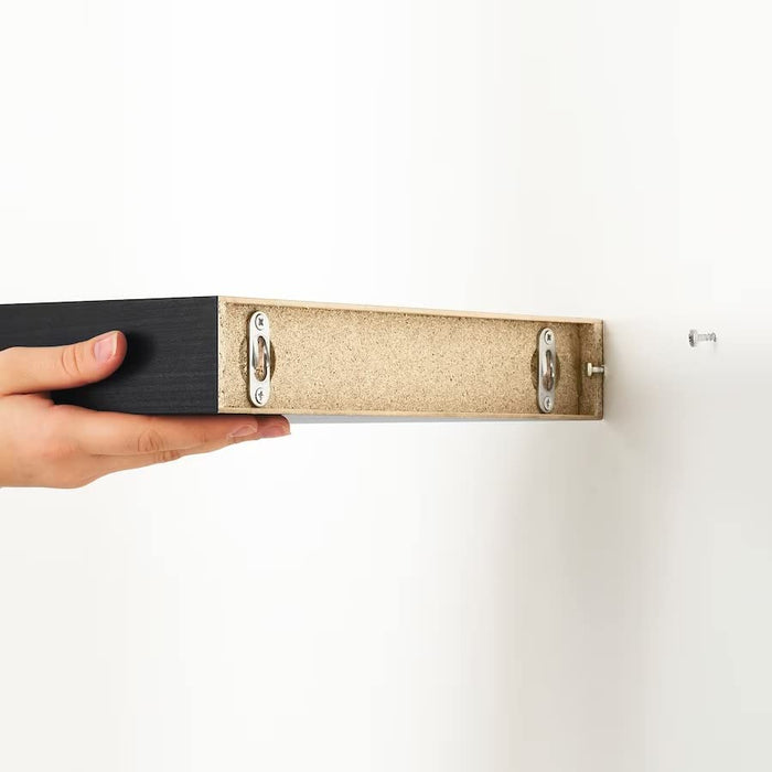 IKEA LACK Side table, black-brown, 55x55 cm  with Wall shelf, 30x26 cm