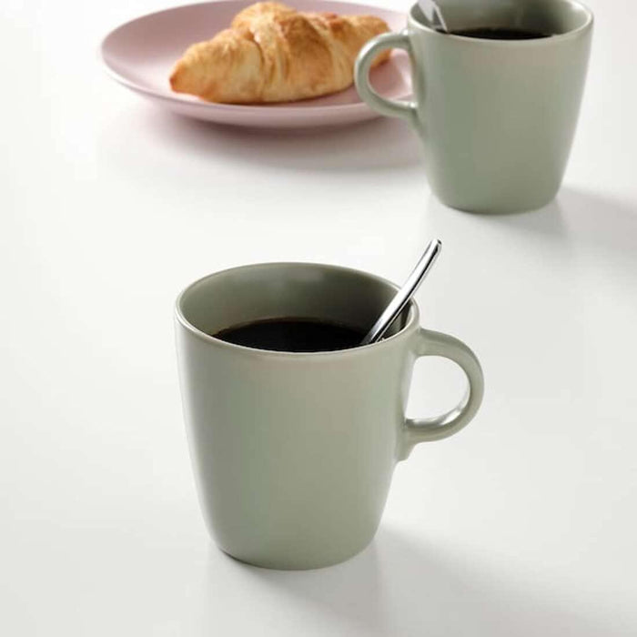 IKEA 365+/FÄRGKLAR Coaster, cork9 cm with IKEA Mug, matt green, 37 cl