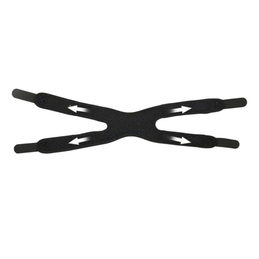 Black headband with multiple straps on a white background