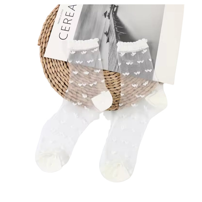 Digital Shoppy Summer Lace Crystal Glass Silk Transparent Socks for Women