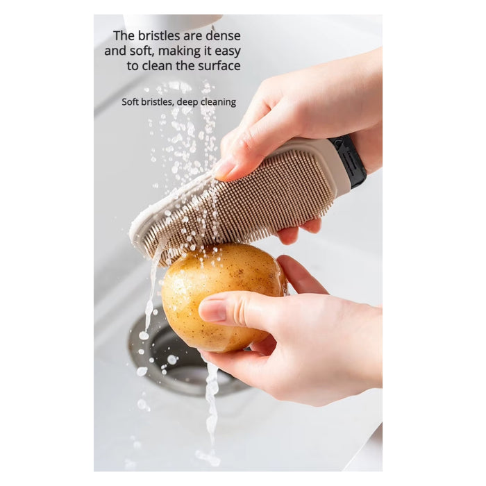 Digital Shoppy Multifunctional Hanging Silicone Kitchen Sink Cleaning Brush | Fruit & Vegetable Scrubber | Gap Cleaning Brush for Cutting Boards, Dishes & Kitchen Surfaces