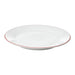 White plate with a red rim on a white background