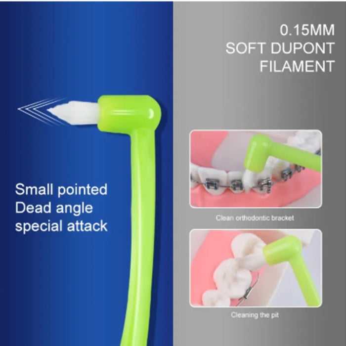 Digital Shoppy Wisdom tooth socket cleaning orthodontic toothbrush Green-2pcs