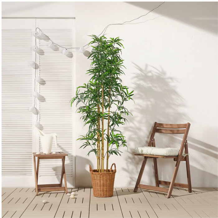 Ikea FEJKA Artificial Potted Plant, in/Outdoor Bamboo, 23 cm (9 ") with Artificial Potted Plant with Pot, in/Outdoor White/Green, 6 cm