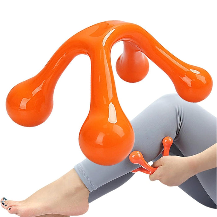  Digital Shoppy handheld massager used on calf muscle showing ergonomic grip and rounded tips
