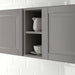 Compact grey cabinet with two compartments, open front, and clean-lined design for wall storage.

