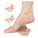 Foot with a heel cushion showing before and after use on a white background