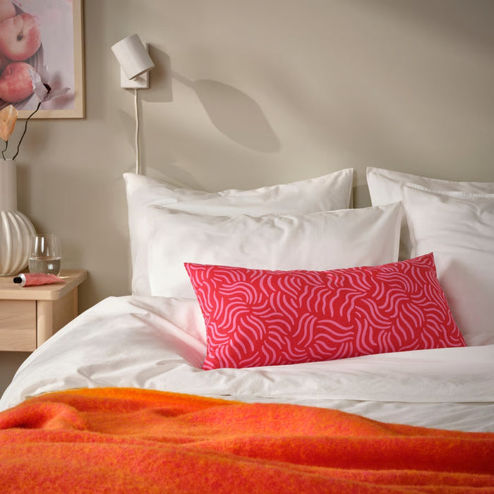 IKEA Cushion Set -  SANDMOTT Cushion Red/Pink 30x58 cm & KLIPPNEJLIKA Cushion Cover, Multicolor/Wave Pattern, 40x58 cm (2 pack)
