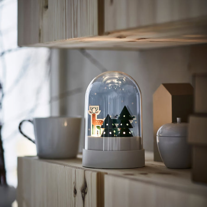 IKEA STRÅLA Table lamp, snowy night/battery-operated dome