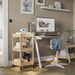 LOSHULT trolley used in home office setup, holding books and headphones next to white desk with monitor, lamp, and plant
