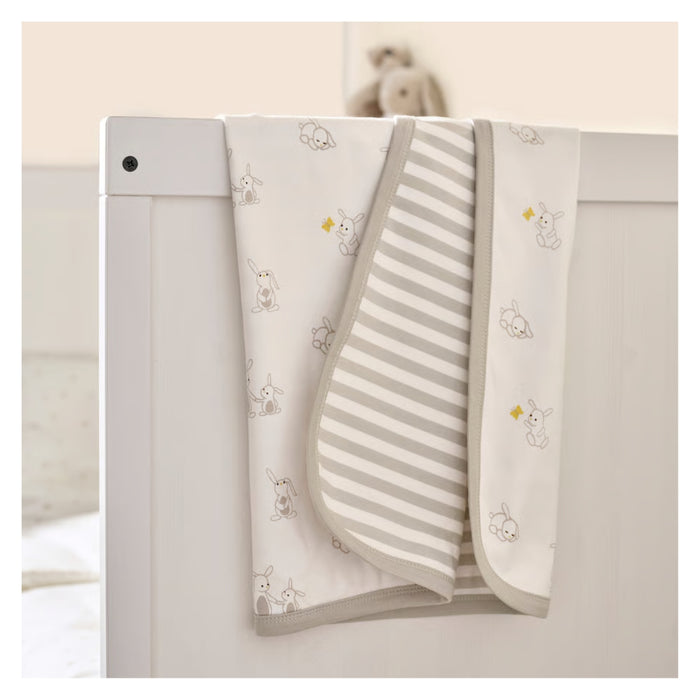 Ikea LEN Baby Blanket with JÄTTELIK Hooded Towel, Bunny/Dinosaur Pattern, White/Blue, 80x100 cm and 140x70 cm