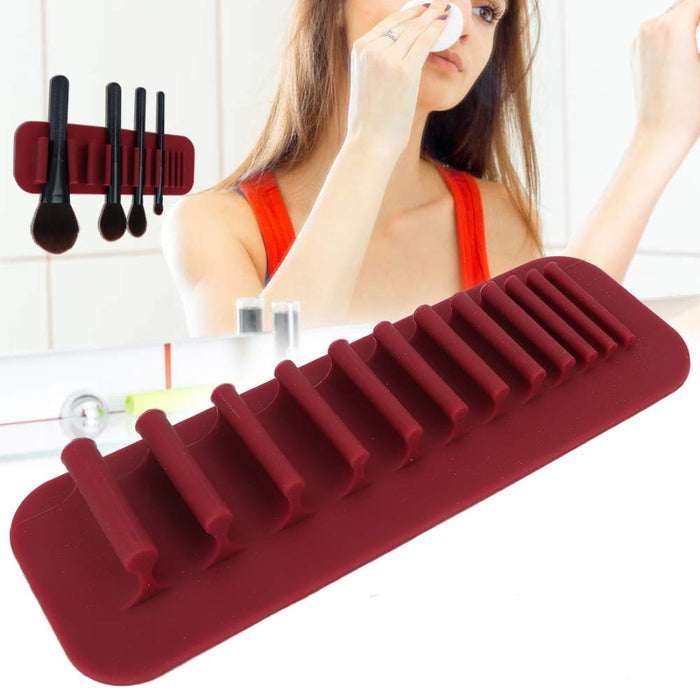 Portable silicone brush applicator for daily beauty routine and travel use.