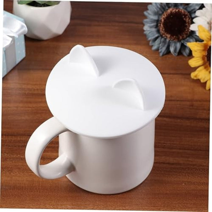Digital Shoppy Silicone Cat Ears Round Non-toxic Universal Water Cup Lid