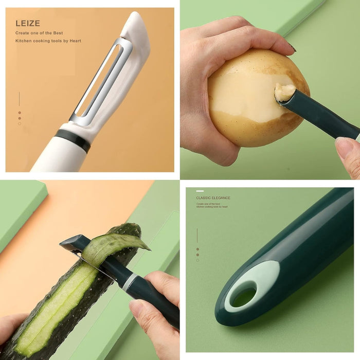 Super sharp stainless steel kitchen peeler for peeling apples, potatoes, and carrots.