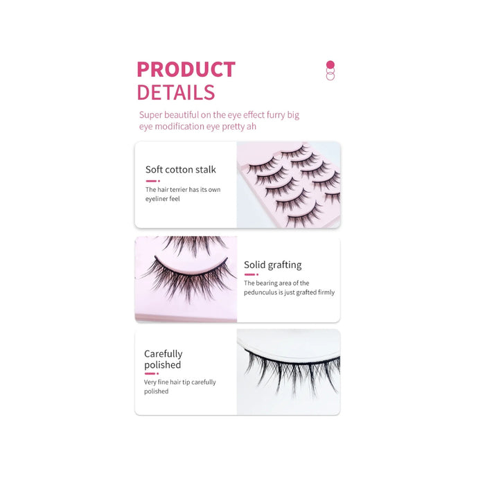 Digital Shoppy 5 Pairs Manga Lashes Natural Wispy Korean Makeup Artificial False Eyelashes