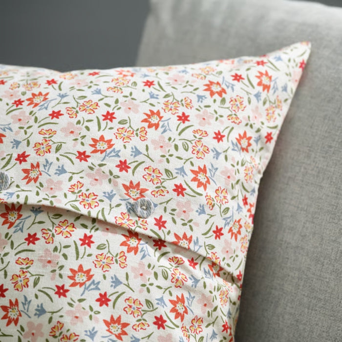 IKEA GULLNATTLJUS Cushion cover, white/floral pattern, 50x50 cm (20x20 ")