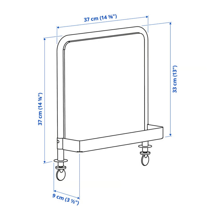 Technical drawing of a metal bracket with dimensions labeled