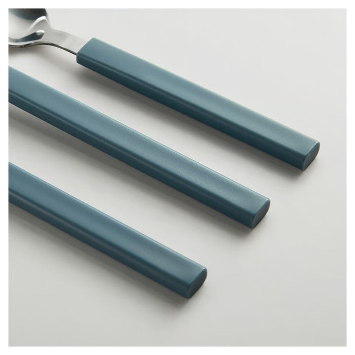 IKEA TÅNGMÄRLA 12-Piece Cutlery Set — Dark Grey-Blue with VINARN Washcloth, Light yellow, 30x30 cm (12x12 ") Pack of 2