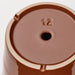“Glossy cylindrical plant pot with drainage hole and matching saucer, 12 cm, in red-brown light beige colour.”