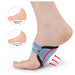 Ankle support brace with before and after illustrations on a white background