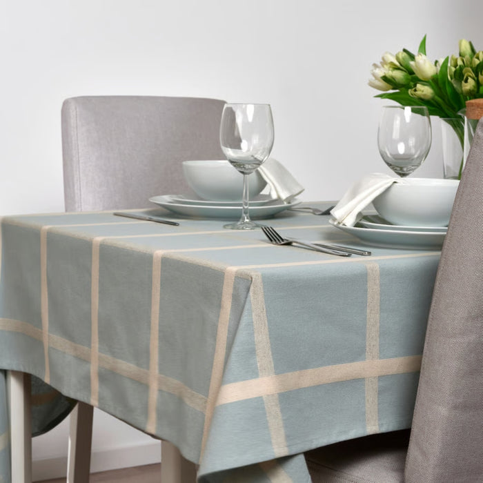 IKEA NISSÖGA Tablecloth, blue, 145x240 cm (57x94 "),IKEA NISSÖGA Napkin, Grey/Dark Blue, 35x35 cm (14x14) (4 Pack)