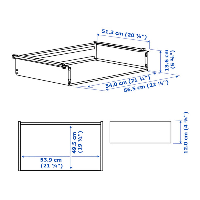 IKEA HJÄLPA Drawer without front, white, 60x55 cm (23 5/8x21 5/8 ")