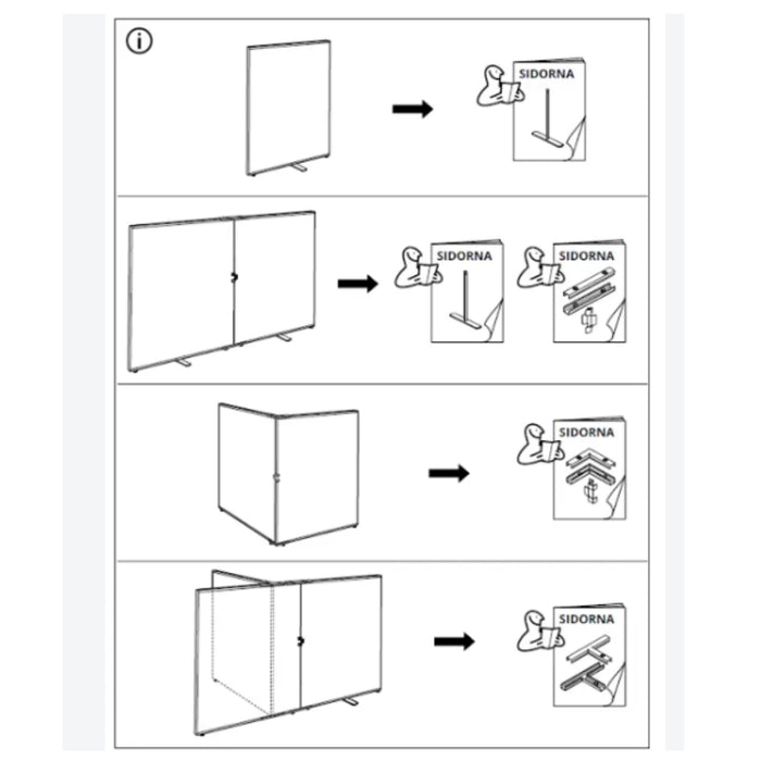 IKEA SIDORNA Room Divider Set, Grey, 80x150 cm (Includes 2 Screens, 2 Legs & 2 Connectors)