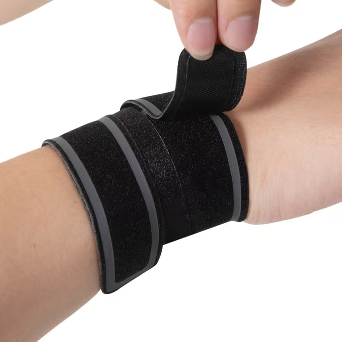 Close-up view of the adjustable hook-and-loop fastener being secured for a custom and firm fit.