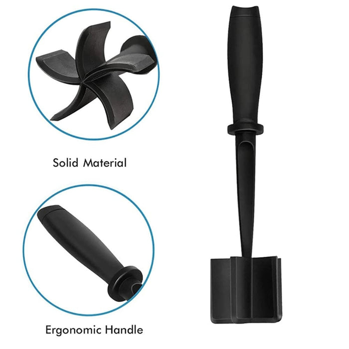 Black tool with ergonomic handle and solid material propeller on a white background