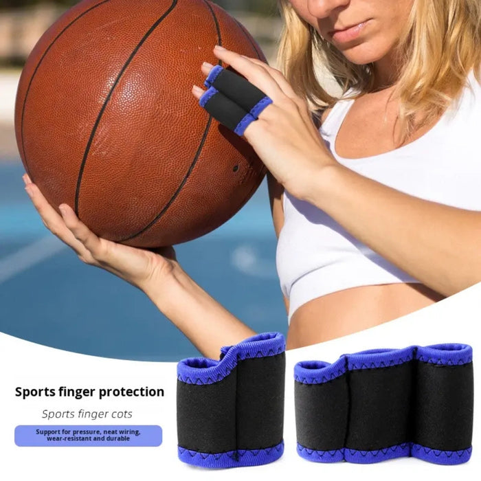 Digital Shoppy Breathable Finger Sleeves Protectors for Basketball Finger Sleeve Tape  Black with blue edges (two fingers)
