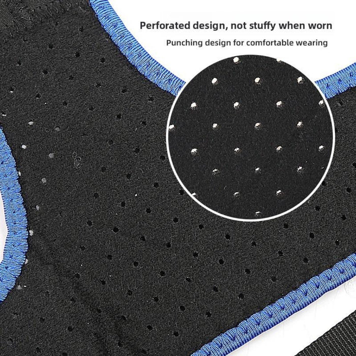 Digital Shoppy perforated fabric strap with blue stitching showing breathable design