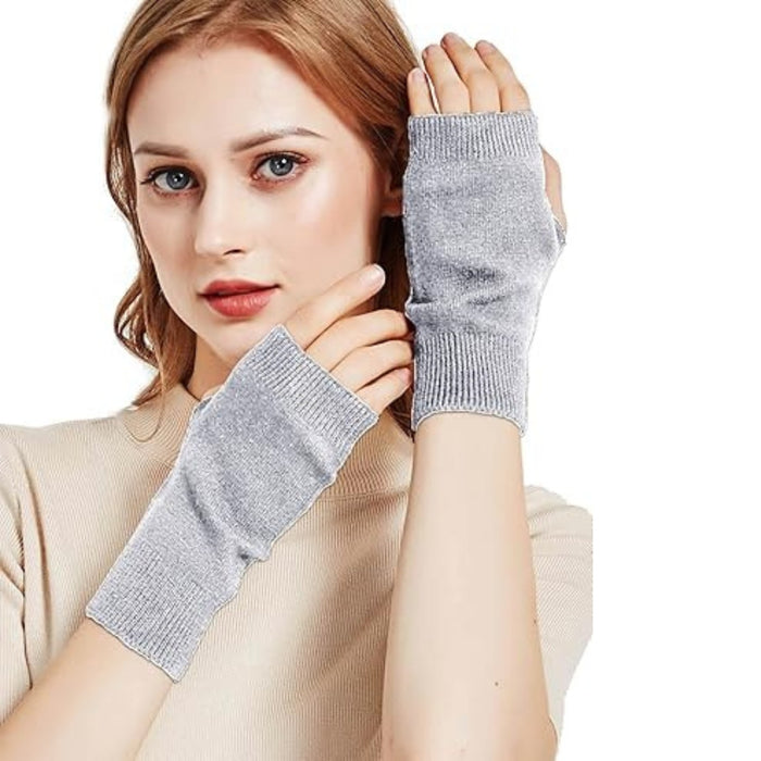 Digital Shoppy Wool Fingerless Gloves – Short Knit Hand Warmers for Writing & Office Use