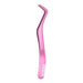Pink comb with a curved handle on a white background
